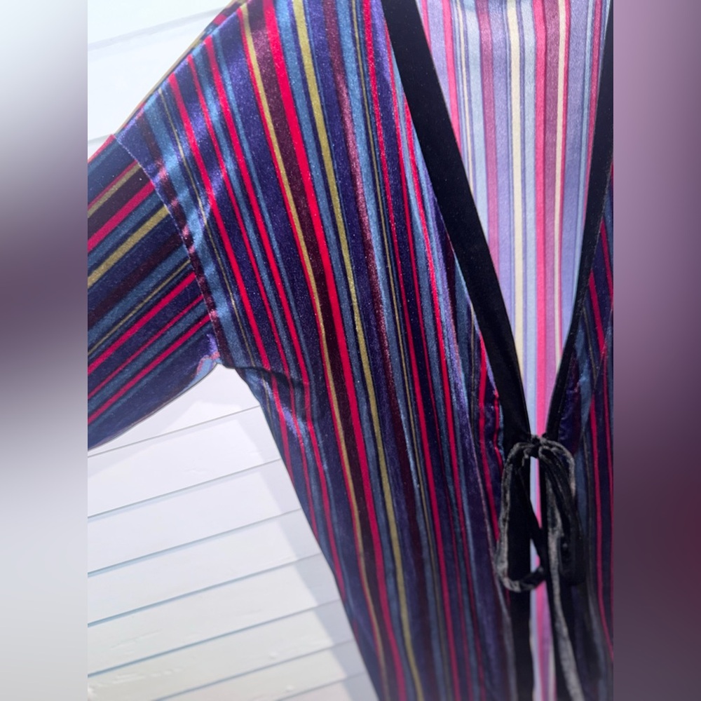 Zara Trafaluc Velvet stripe wrap dress